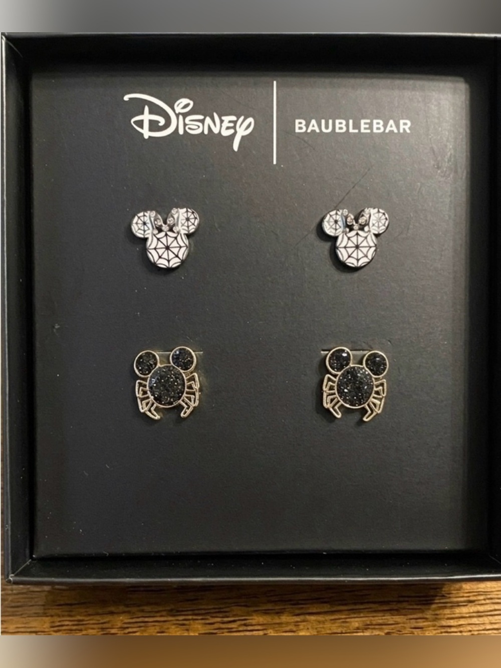 Disney BaubleBar Mickey Minnie Spider Web Halloween Earring Set 4PC NIB